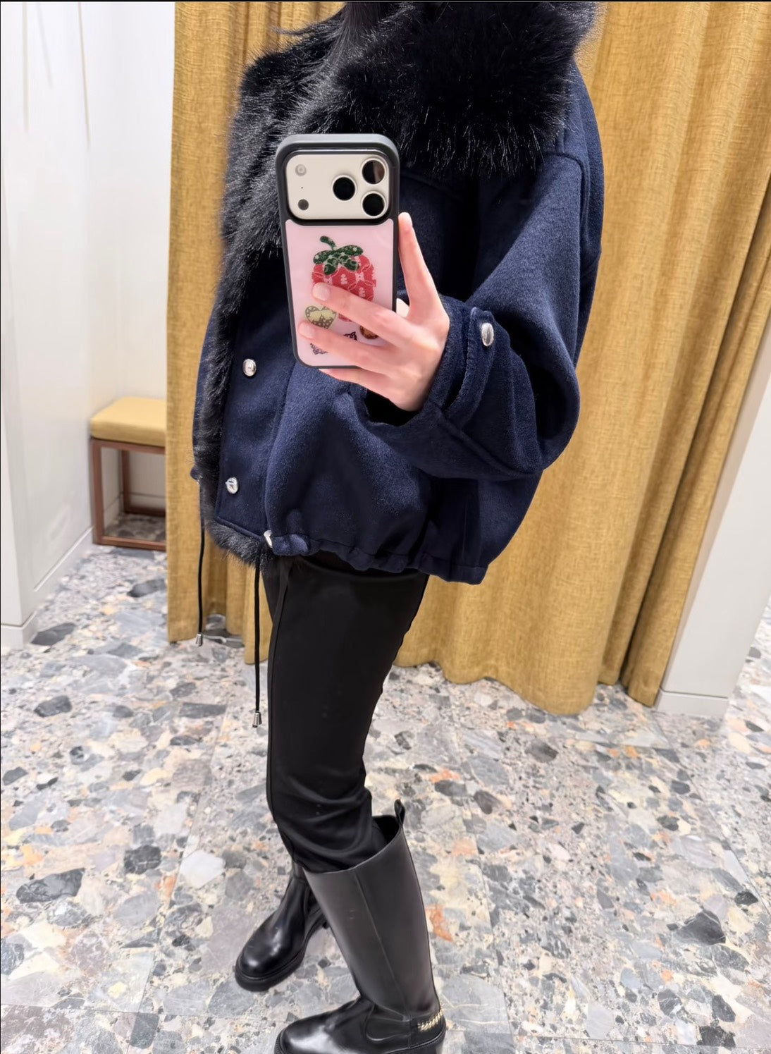 【212Bleecker Luxe】 Odette Fur Collar Short Blouson（オデット ファーカラー ショートブルゾン）